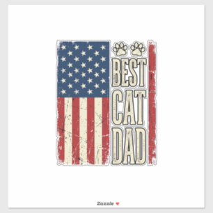 Bester Katzen-Vater Vintage-Flag-Shirt-Design_1 Aufkleber