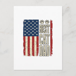 Bester Katzen-Vater Vintage-Flag-Shirt-Design_1 Postkarte