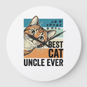 Bester Katzenonkel Aller Zeiten Vintage Katzenlieb Große Wanduhr