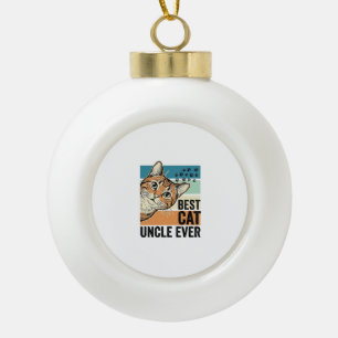 Bester Katzenonkel Aller Zeiten Vintage Katzenlieb Keramik Kugel-Ornament