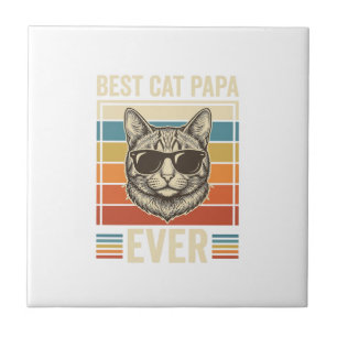 Bester Katzenpapa Aller Zeiten Vintage Katzen Shir Fliese