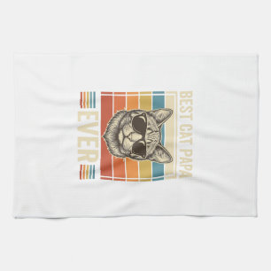 Bester Katzenpapa Aller Zeiten Vintage Katzen Shir Geschirrtuch