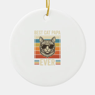 Bester Katzenpapa Aller Zeiten Vintage Katzen Shir Keramik Ornament