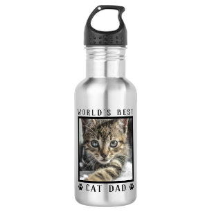 Bester Katzenpapa der Welt Haustier-Foto Pfotenabd Edelstahlflasche