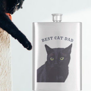 Bester Katzenpapa Süße schwarze Katze Vatertag-Fla Flachmann