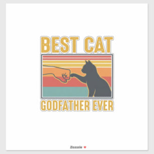 Bester Katzenpate Ever Vintage-Katze Vektor-Design Aufkleber