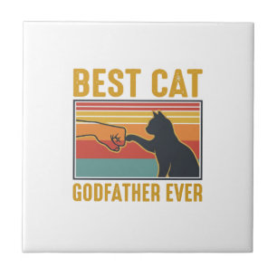 Bester Katzenpate Ever Vintage-Katze Vektor-Design Fliese
