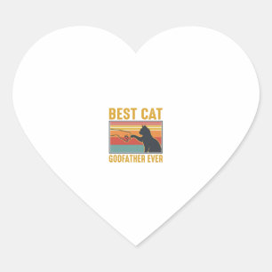 Bester Katzenpate Ever Vintage-Katze Vektor-Design Herz-Aufkleber