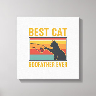 Bester Katzenpate Ever Vintage-Katze Vektor-Design Leinwanddruck