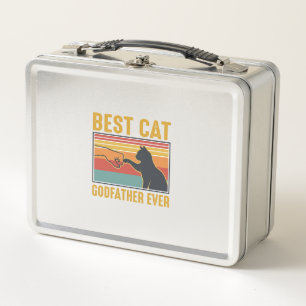 Bester Katzenpate Ever Vintage-Katze Vektor-Design Metall Brotdose