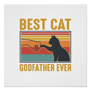 Bester Katzenpate Ever Vintage Katze Vektor Design Poster