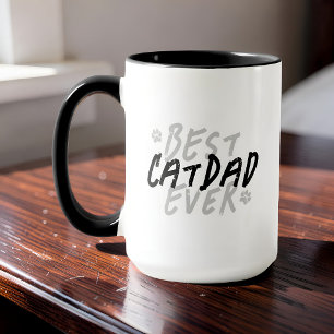 Bester Katzenvater Aller Modern Schwarz und Grau G Tasse