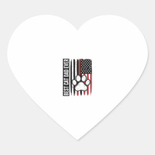 Bester Katzenvater Aller Patriotischer Pfoten-Flag Herz-Aufkleber