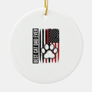 Bester Katzenvater Aller Patriotischer Pfoten-Flag Keramik Ornament