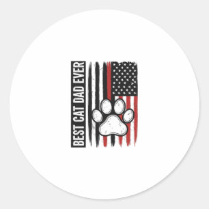 Bester Katzenvater Aller Patriotischer Pfoten-Flag Runder Aufkleber