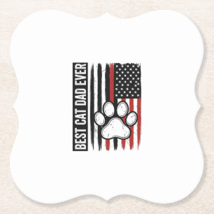 Bester Katzenvater Aller Patriotischer Pfoten-Flag Untersetzer