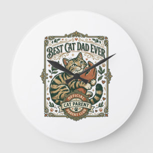 Bester Katzenvater aller Zeiten Katzenmutter Vater Große Wanduhr