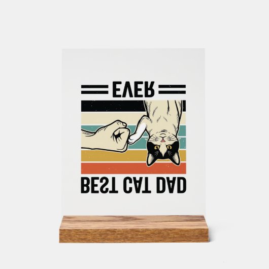 Bester Katzenvater Aller Zeiten Retro-Katze Fausts Acrylschild (Vorderseite)
