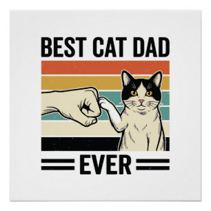 Bester Katzenvater Aller Zeiten Retro-Katze Fausts Poster