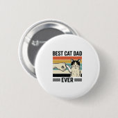 Bester Katzenvater Aller Zeiten Retro Katzen Faust Button (Vorne & Hinten)