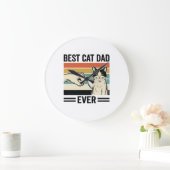 Bester Katzenvater aller Zeiten Retro-Katzen-Faust Große Wanduhr (Zuhause)