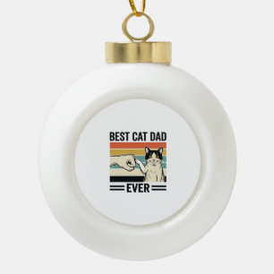 Bester Katzenvater Aller Zeiten Retro Katzen Faust Keramik Kugel-Ornament