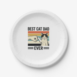 Bester Katzenvater Aller Zeiten Retro Katzen Faust Pappteller