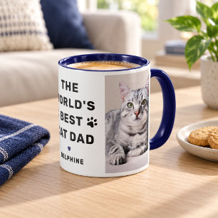 Bester Katzenvater der Welt Foto Navy Tasse