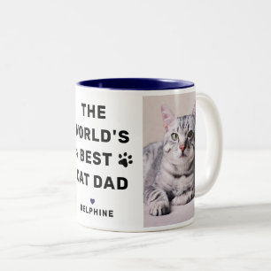 Bester Katzenvater der Welt Foto Navy Zweifarbige Tasse