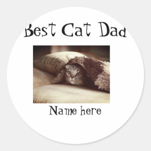 bester Katzenvater-Foto-Name Vatertag Katzenpapa D Runder Aufkleber