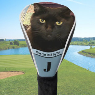 Bester Katzenvater-Fotovorlage individuell schwarz Golf Headcover