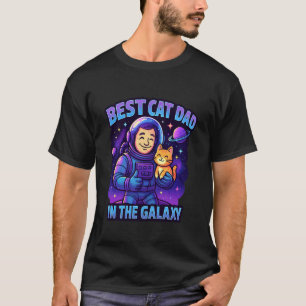 Bester Katzenvater Galaxy Lustiger Astronaut Katze T-Shirt