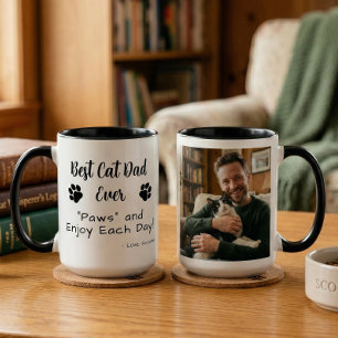 Bester Katzenvater Pfoten Haustier Foto Kaffee Tasse