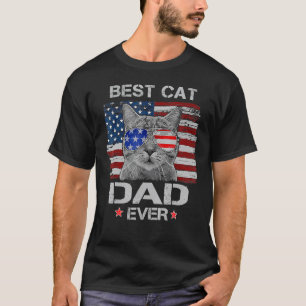 Bester Katzenvater überhaupt Amerikanische Flagge T-Shirt