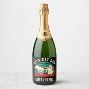Bester Katzenvater überhaupt Katzenfaust Vintage H Schaumweinetikett