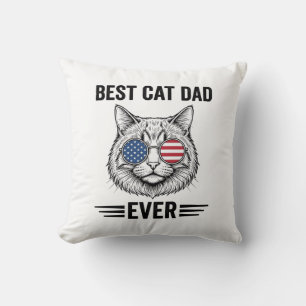 Bester Katzenvater überhaupt Patriotisches Vintage Kissen
