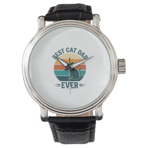 Bester Katzenvater überhaupt Vintage Katzen-Shirt  Armbanduhr