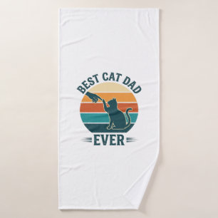 Bester Katzenvater überhaupt Vintage-Katzen-Shirt- Badehandtuch