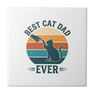 Bester Katzenvater überhaupt Vintage-Katzen-Shirt- Fliese