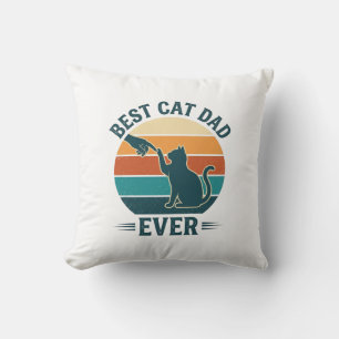 Bester Katzenvater überhaupt Vintage-Katzen-Shirt- Kissen