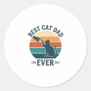Bester Katzenvater überhaupt Vintage Katzen-Shirt  Runder Aufkleber