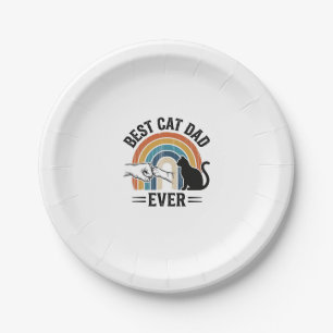 Bester Katzenvater überhaupt Vintage Katzenliebhab Pappteller