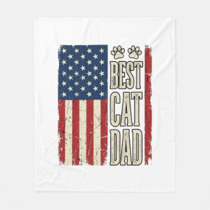 Bester Katzenvater Vintage-Flag-Shirt-Design_1 Fleecedecke