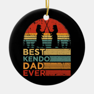 Bester Kendo-Vater Aller Zeiten Lustiger Vintage-K Keramik Ornament