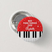 Bester Klavierlehrer je Piano Schlüssel Rot Button (Vorne & Hinten)