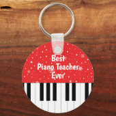 Bester Klavierlehrer je Piano Schlüssel Rot Schlüsselanhänger (Vorderseite)