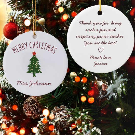 Bester Klavierlehrer Maßgeschneidertes Geschenk Keramik Ornament