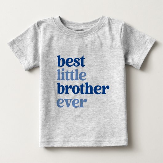 Bester kleiner Bruder je grau mit Blue Text Boy Baby T-shirt (Vorderseite)
