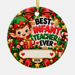 Bester Kleinkind-Lehrer Aller Zeiten Weihnachts-El Keramik Ornament