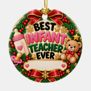 Bester Kleinkind-Lehrer Weihnachtsbaumanhänger 202 Keramik Ornament